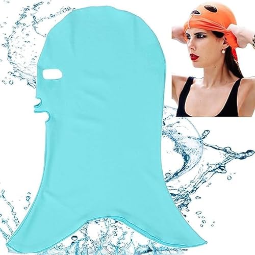 Facekini-Badekappe【Neu】 Maske zum Schwimmen, UV-Schutz UPF 50+ Gesichts-Bikini-Sonnenschutz-Schutzmaske, Sky Blue von ZZAFDZ