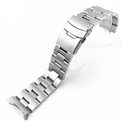 ZZDH Uhrenarmbänder Edelstahl Ersatzband Metall Uhrarmband Gebogene Uhr Band Wechselarmband Uhr Armband Watch Wrist Strap Band Replacement 18mm 19mm 20mm 21mm 22mm 24mm von ZZDH