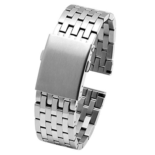 ZZDH Uhrenarmband 22mm 24mm 26mm 28mm 30mm Edelstahl uhrband männer Metall Feste Armband Band Armband für Männer Frauen (Band Color : B Silver, Band Width : 22mm) von ZZDH