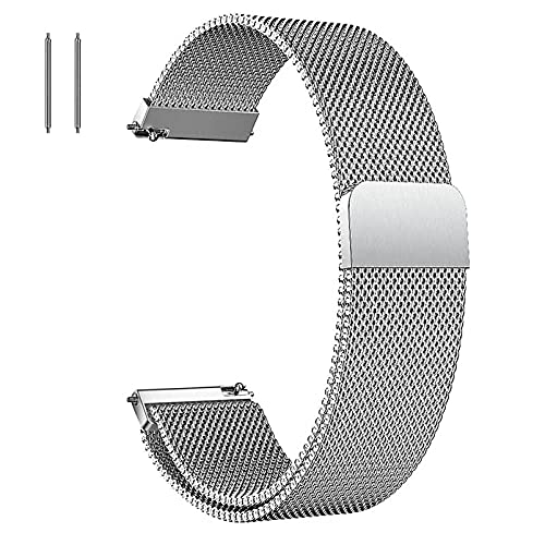 ZZDH Uhrenarmband Edelstahl Schnellverschluss Uhrenarmband Mesh Loop Magnet Armbänder Allgemeine Schnellspanner Ersatzarmband 12mm 14mm 16mm 18mm 20mm 22mm 23mm 24mm (Color : Silber, Size : 16mm) von ZZDH