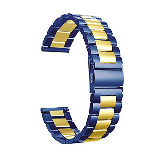 ZZDH Uhrenarmband Massivmetall-Armband für Uhrengurt, für Schnellspanner-Uhr Edelstahlband Ersatz 20mm 22mm für Männer Frauen (Band Color : Blue Gold, Band Width : 22mm) von ZZDH
