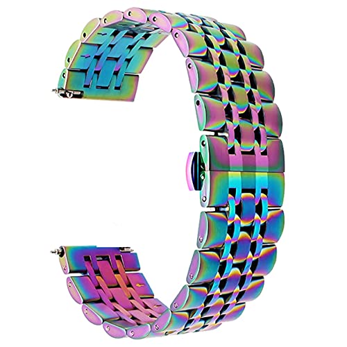 ZZDH Uhrenarmband Schnelle Freigabe Edelstahlband für 20mm 22mm Schmetterlingsschnalle Abnehmbarer Massivmetall Armband Armband für Männer Frauen (Band Color : Colorful, Band Width : 22mm) von ZZDH