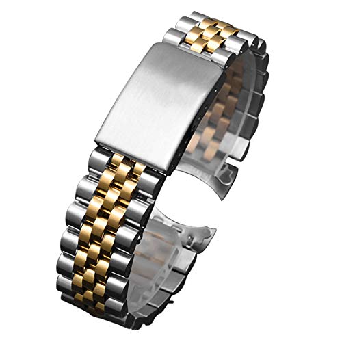ZZDH uhrenarmband Edelstahl 13mm19mm 20mm 21mm 316L Edelstahl Gold Silberband (Band Color : Middle Gold, Band Width : 21mm) von ZZDH