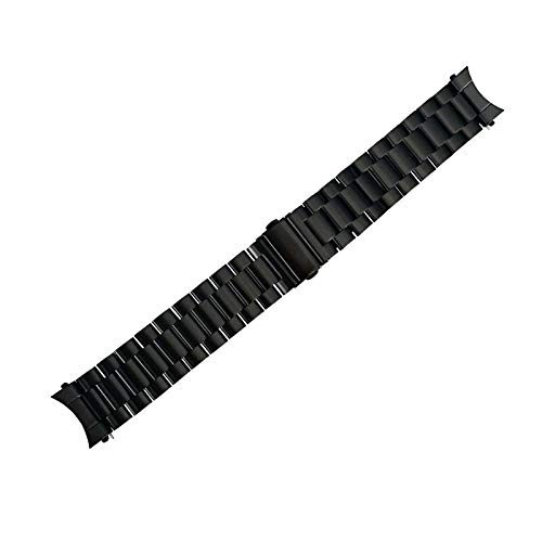 ZZDH uhrenarmband Edelstahl 22mm Edelstahl-Armband, Sport-Band gebogener Endriemen-Armband-Armband Silber schwarz (Band Color : Black, Size : 22mm) von ZZDH