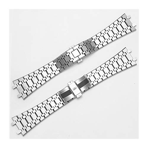 ZZDH uhrenarmband Edelstahl 26mm Edelstahl-Armband Silber Armband Ersatzmetallband für männliche Uhrenzubehör (Band Color : Silver, Band Width : 26mm) von ZZDH