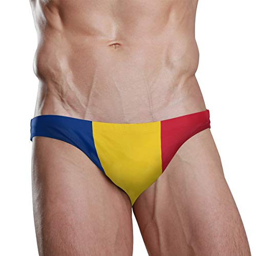 ZZKKO Herren-Bikini, Rumänien-Flagge, Strand-Bikini für Männer, Schwimm-Unterwäsche, Größe S von ZZKKO