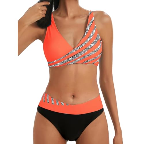 ZZZOLX Bikini Damen Set Frauen Zweiteiliger Tankini Badeanzug Drucken Tiefes Bikini Bikini Bikini Badeanzug Seaside Strandanzug-q-m von ZZZOLX