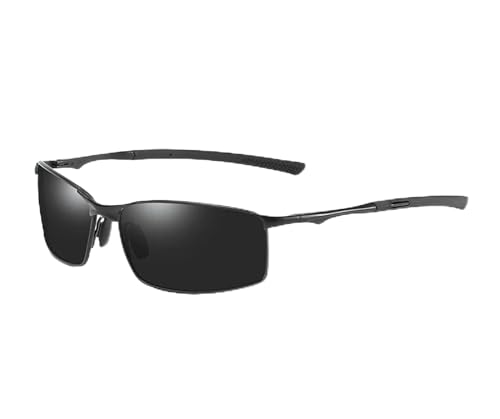 ZZZOLX Sonnenbrille Herren Polarisierte Sonnenbrille Für Männer Und Frauen, Fahrbrille, Metallrahmen Brille, Sonnenbrille.-Schwarz Schwarz-Brillenetui Aus Leder von ZZZOLX