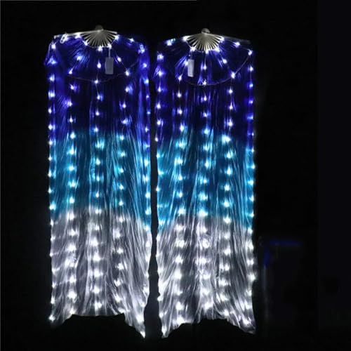 Bauchtanz-LED-Lüfter, Zubehör, Seidenfächer, Damen, 1 Paar, Bühnenauftritts-Requisiten, gewöhnlich, 1 Paar, A, 230 cm von Zadaos