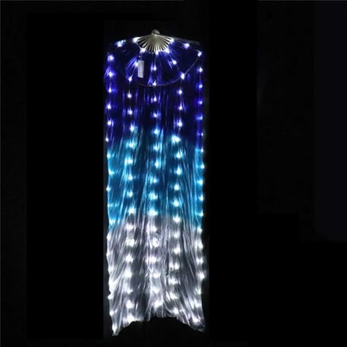 Bauchtanz-LED-Lüfter, Zubehör, Seidenfächer, Damen, 1 Paar, Bühnenauftritts-Requisiten, gewöhnlich, 1 Stück, A, 120 cm von Zadaos