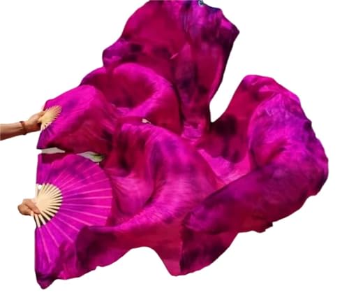 Damen Seidenschleier Blumen Bauchtanz Kostüm Zubehör 1,8 m Handfächer Paar Tänzerin Performance Show A12 120 cm Mädchen Größe von Zadaos