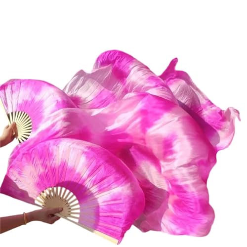 Damen Seidenschleier Blumen Bauchtanz Kostüm Zubehör 1,8 m Handfächer Paar Tänzerin Performance Show A16 180 cm (heiße Größe) von Zadaos