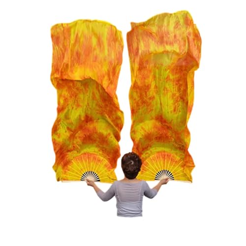 Damen Seidenschleier Blumen Bauchtanz Kostüm Zubehör 1,8 m Handfächer Paar Tänzerin Performance Show A5 120 cm Mädchen-Größe von Zadaos