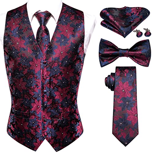 Herren Seidenweste Krawatte Fliege Einstecktuch Manschette Set Taillenjacke für Herren Hochzeit Büro von Zadaos
