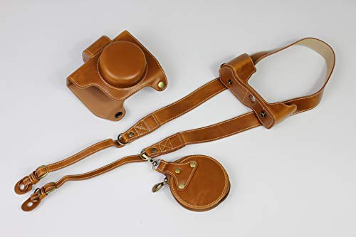 Zakao E-M10 Mark IV Kameratasche, PU-Leder, mit Öffnung an der Unterseite, Schutzhülle für Olympus OM-D E-M10 Mark IV EZ 14-42 mm Objektiv mit Schultergurt und Mini-Tasche, Braun von Onpro