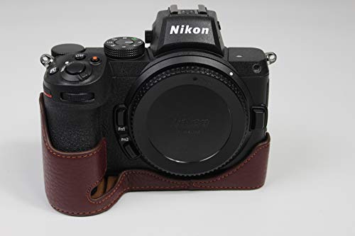 Zakao Kameratasche für Nikon Z5 Z6 Z7, echtes Leder, halbe Öffnung unten, mit Handschlaufe, Schutztasche für Nikon Z5 Z6 / Z6II Z7 / Z7II (Kaffeebraun) von Onpro
