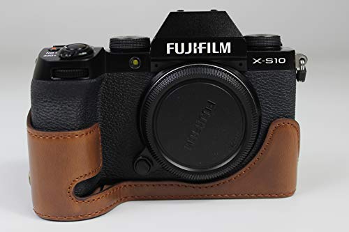 Zakao X-S10 Schutzhülle, PU-Leder, halbe Öffnung unten, Holster, Kameratasche, mit Handschlaufe, Schutzhülle, Tasche für Fuji Fujifilm X-S10 XS10 (Kaffeebraun) von Onpro