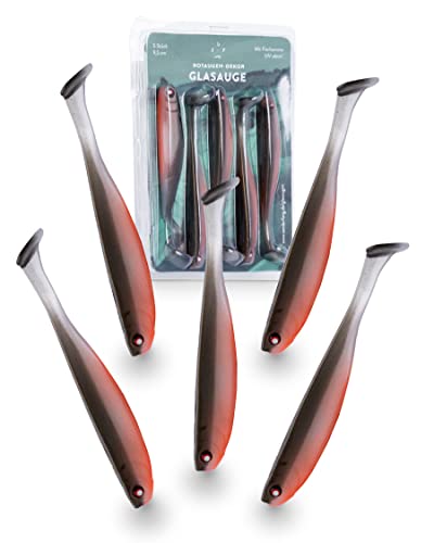Zanderfang - Glasaugen Gummifische - Effektiver Köder für Zander und Barsch - mit Fischaroma aromatisiert - UV-Aktivität - 5er-Set - Rotaugendekor Zanderfang - Glasaugen Gummifische - Effektiver Köder für Zander und Barsch - mit Fischaroma aromatisiert - UV-Aktivität - 5er-Set - Rotaugendekor von Zanderfang