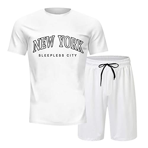 Zannycn Herren Schlafanzug Kurz Zweiteiliges Set Trainingshose Shorts&t-Shirt Schlafanzüge Schlafanzug Trainingshose Kurzarm-T Jogging-Sets von Zannycn