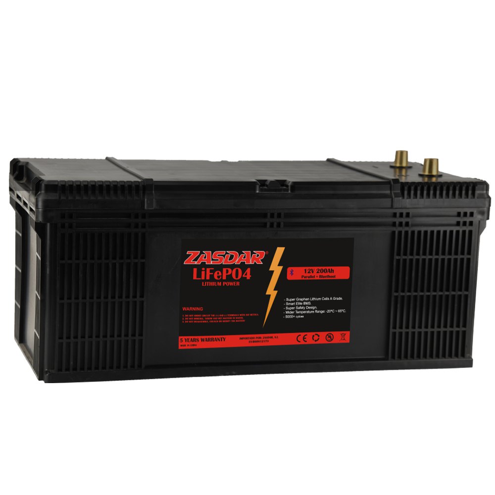Zasdar Lifepo4 12v 200ah Bluetooth Lithium Battery Charger Schwarz von Zasdar