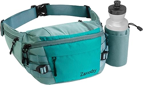 Zavothy Gürteltasche Bauchtasche mit Abnehmbarer Flaschenhalter für Damen und Herren, ideal zum Laufen, Radfahren, Wandern und mehr, Grün von Zavothy