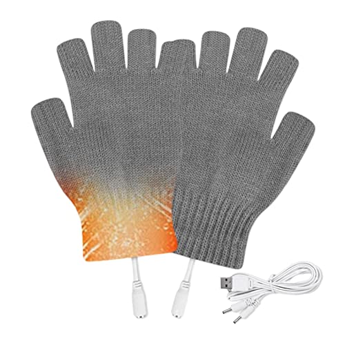 Zceplem USB-beheizte Handschuhe für Männer und Frauen, beheizbare Strickhände, warme Handschuhe, Laptop-Handschuhe, beheizbare Fäustlinge, Händewärmer, fingerloses, waschbares Design, Wintergeschenk von Zceplem