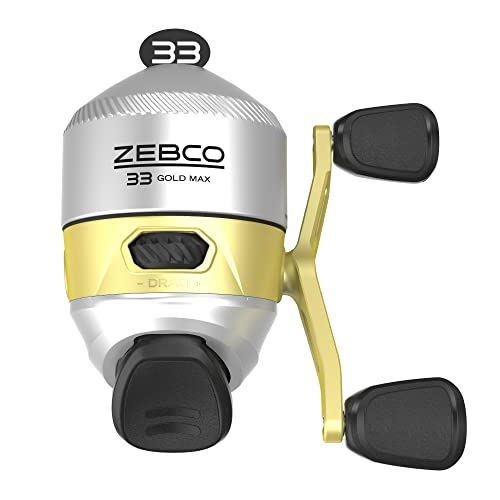 Zebco 33 MAX Gold Spincast Angelrolle, 3 Kugellager (2 + Kupplung), sofortige Rücklaufsperre mit glattem Zifferblatt, Verstellbarer Zug, leistungsstarke Ganzmetall-Getriebe mit leichtem Graphitrahmen von Zebco