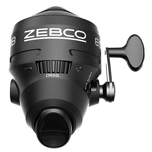 Zebco 808 Spincast Angelrolle, leistungsstarke Ganzmetallgetriebe, Quickset Anti-Rücklauf- und Bissanzeiger, vorgespult mit 9 kg Zebco Angelschnur, Muschel Pack, schwarz von Zebco