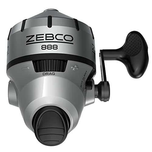 Zebco 888 Spincast Angelrolle Größe 80 Rolle Wechselbar Rechts- oder Linkshänder Eingebauter Bissalarm 2,6:1 Übersetzungsverhältnis Vorgespult mit 11,3 kg Zebco Schnur Silber von Zebco