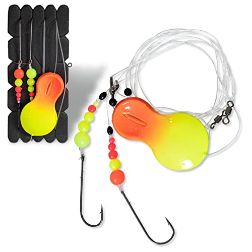 Zebco Premium Inline RFT Flatty Rig Schollen Meeres-Vorfachsystem einsatzbereites Angel-zubehör mit Angelhaken und monofile Angelschnur, orange/gelb, 80 g von Zebco