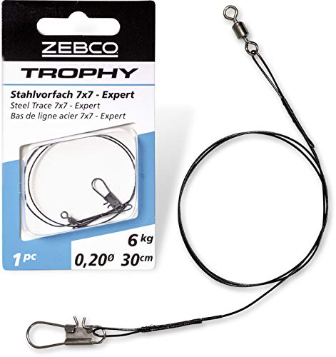 Zebco Qualitäts Trophy Stahlvorfach 7x7 Expert sicheres Vorfach Material Angel Zubehör mit Angelhaken Hecht Angeln, Diverse, 12 kg von Zebco