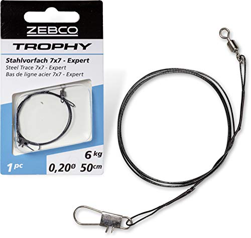 Zebco Qualitäts Trophy Stahlvorfach 7x7 Expert sicheres Vorfach Material Angel Zubehör mit Angelhaken Hecht Angeln, Diverse, 15 kg von Zebco