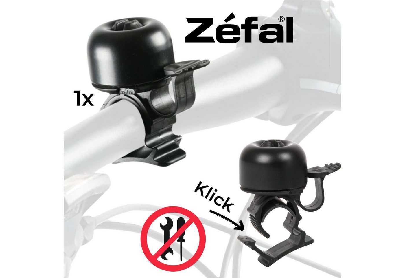 Zefal Fahrrad-Gepäckträger Zefal Piing Fahrrad MTB City Ebike Miniklingel Werkzeuglos schwarz von Zefal