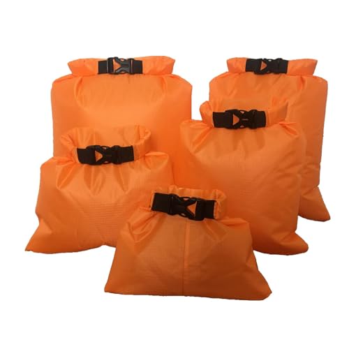 Zeiwohndc Wasserdichte Trockensäcke mit Roll-Top, leicht, für Reisen, Boote, einfach zu verwenden für Wanderungen, 5 Stück, Orange von Zeiwohndc