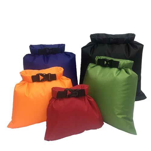 Zeiwohndc Wasserdichte Trockensäcke mit Roll-Top, leicht, für Reisen, Boote, einfach zu verwenden für Wanderungen, 5 Stück, Verschiedene Farben von Zeiwohndc