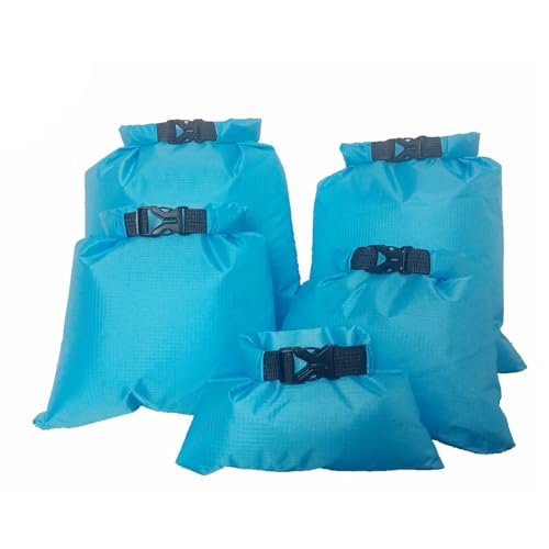Zeiwohndc Wasserdichte Trockensäcke mit Roll-Top, leicht, für Reisen, Boote, einfach zu verwenden für Wanderungen, 5 Stück, himmelblau von Zeiwohndc
