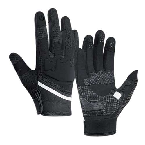 Zeiwohndc Winter-Motorrad-Handschuhe, Touchscreens, schützende Motorradhandschuhe, Vollfinger, taktische Reithandschuhe, Verschleißfestigkeit, Motorradhandschuhe von Zeiwohndc