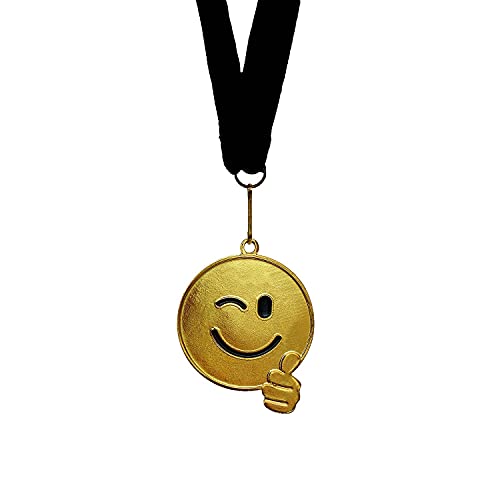 Zelaro Medaille Lustig für Kindergeburtstag – Medaillen mit Band als Geschenk für Kinder oder Mitgebsel zum Geburtstag, Fußball oder Spiele Goldmedaille aus Metall (5X Daumen hoch) von Zelaro