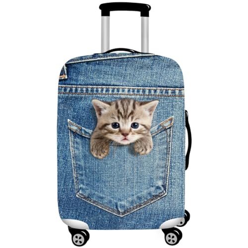 3D Katze Reise Kofferschutzhülle Elastische Kofferhülle Gepäck Cover,Waschbare Kofferhülle, Reisetasche Kofferbezug,Kofferhülle, Luggage Cover Mit Reißverschluss (Styple 1#,M) von Zelbuck