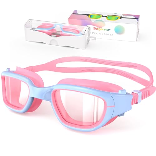 Zeligerstar Schwimmbrille Kinder, Schwimmbrille für Kinder 6-14 Jahre Jungen Mädchen, Antibeschlag UV-Schutz Kinder Schwimmbrille von Zeligerstar