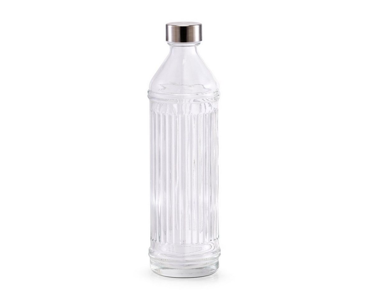 Zeller Present Trinkflasche Glasflasche, 970 ml, Glas (soda lime glass) /Edelstahl, transparent, Ø8,5 x 30 cm von Zeller Present
