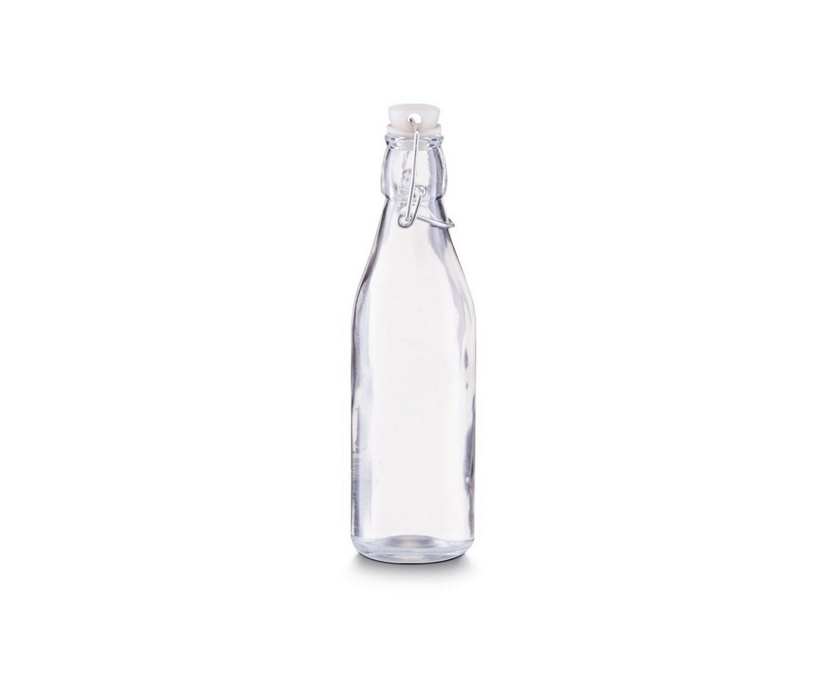 Zeller Present Trinkflasche Glasflasche m. Bügelverschluss, 250 ml, Glas/Metall/PP/Silikon, transparent, Ø6 x 20 cm von Zeller Present