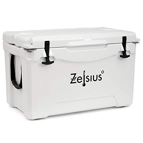 Zelsius Kühlbox 50 Liter | Coolbox | Tragbare Cooling Box ideal für Auto Camping Urlaub Angeln Freizeit Outdoor | Thermobox für Warm und Kalt (weiß) von Zelsius