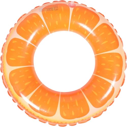 Aufblasbare Schwimmringe Schwimmring Erwachsene Schwimmreifen mit Sommerfruchtmalerei Obst Schwimmring PVC Lampe Pool Kleinkind Strand Sommer Wasser Schwimm Pool Ring (orange) von Zempertoopa