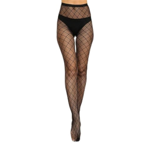 Zempertoopa Strapsen Strümpfe 3Pc Frauen Langer Fischnetzkörperstrümpfe Sommer -Strumpfhosen Nylon -Strumpfhosen Mit Druckstrümpfen Punk Mesh Qualy-Black Plaid,One Size von Zempertoopa