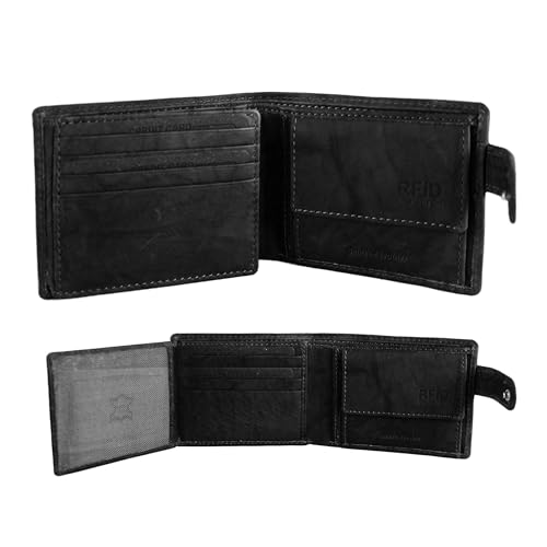 Zerimar Elegante Herrenbrieftasche aus Naturleder | Geldbörse | Klassische Geldbörse für Herren | Ledergeldbörsen | Farbe Schwarz | Maße: 11,5 x 8,5 cm von Zerimar