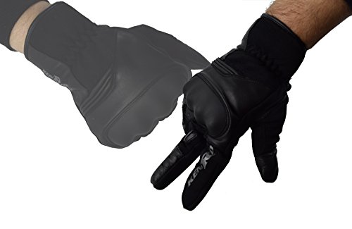 Zerimar KENROD Motorradhandschuhe aus Leder, mit Schutzhüllen, Motorradhandschuhe, Schutzhandschuhe, Schwarz, Größe XL von Zerimar
