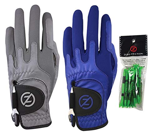 Zero Friction Herren Cabretta Elite Linke Hand Universal-Passform Golfhandschuh 2 Packung, Einheitsgröße, Grau/Blau von Zero Friction
