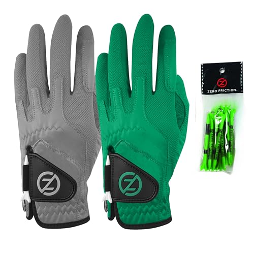 Zero Friction Herren Cabretta Elite Linke Hand Universal-Passform Golfhandschuh 2 Packung, Einheitsgröße, Grau/Grün von Zero Friction