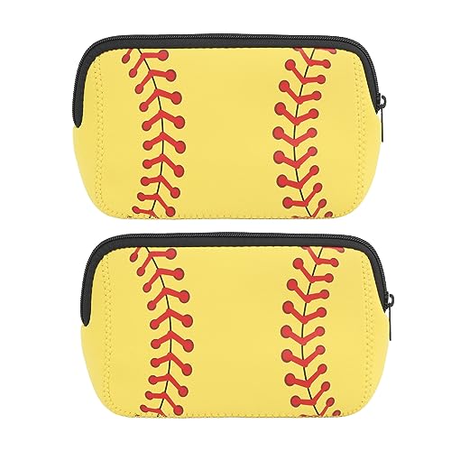 Zerodis Baseball-Beutel, Make-up-Tasche mit Baseball-Aufdruck, Vielseitig für Unterwegs (Gelb) von Zerodis